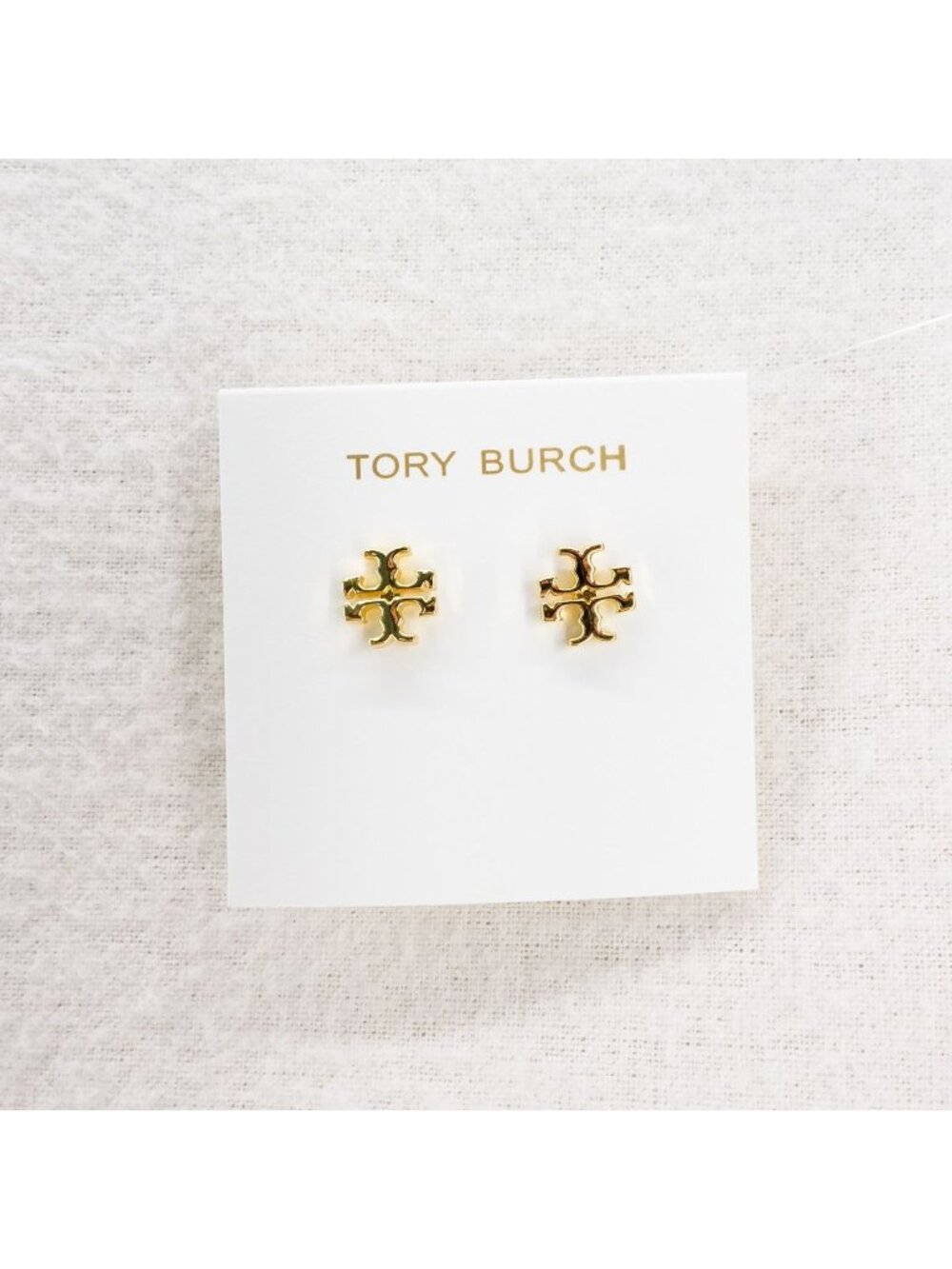 Tory Burch Logo Stud Earrings Gold OS